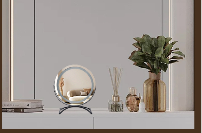 Round Black Dressing Table Makeup Mirror