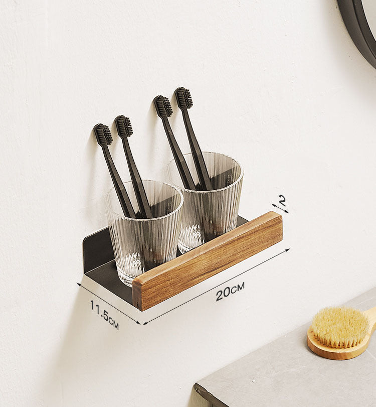 Solid Wood Bathroom Bathroom Non-perforated Shelves