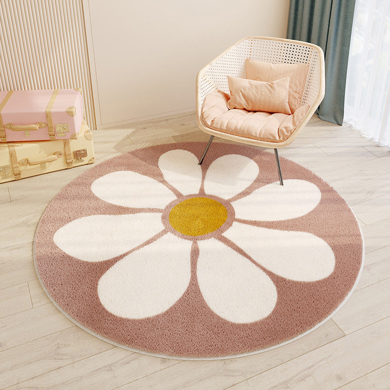Cashmere-like Round Floor Mat Bedroom Cute Round Absorbent Non-slip Living Room