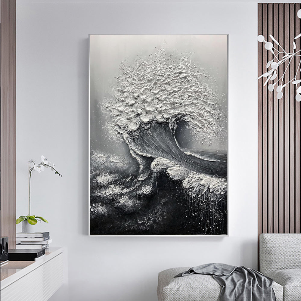 Abstract 3D Ocean Wave Thick Art Hand-painted Oil Painting Room Decor Art Paintings Wall Pictures Artwork For Home Decor