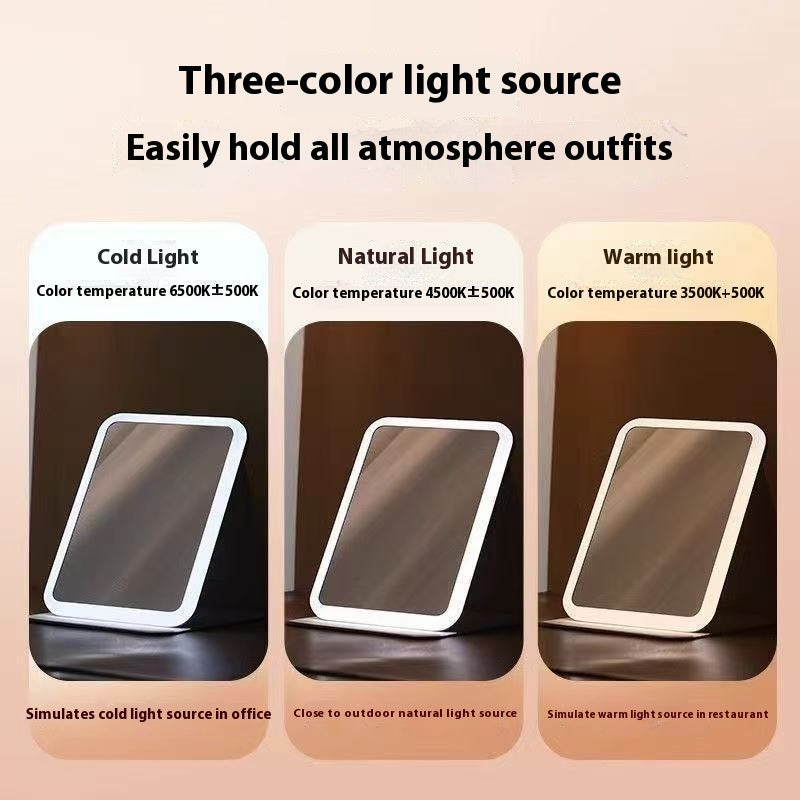 Led Make-up Mirror Folding Dressing Table With Light Portable