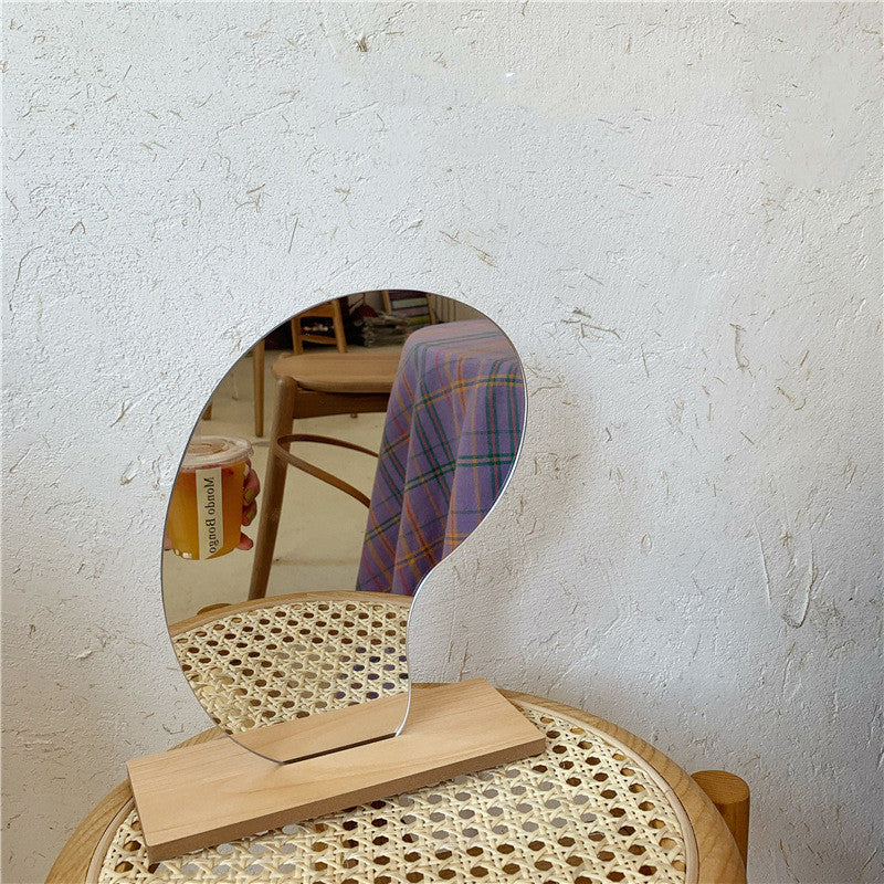 Wooden Folding Glass Table Top Mirror