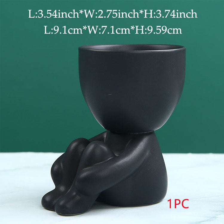 Home Ceramics Little People Succulent Vase – Creative Desktop Art Decoration