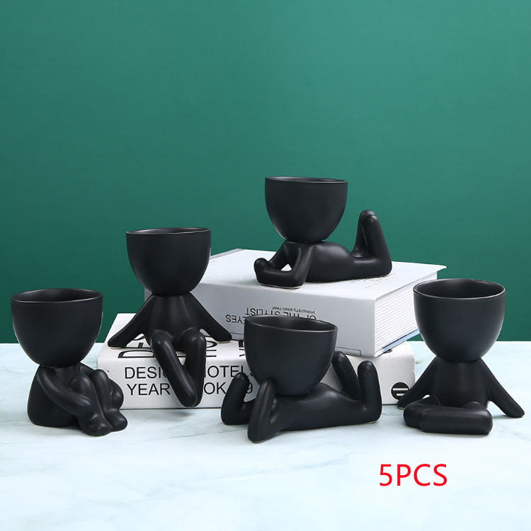 Home Ceramics Little People Succulent Vase – Creative Desktop Art Decoration