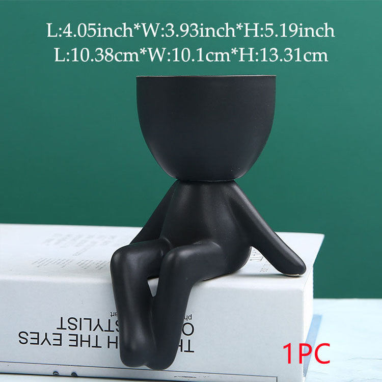 Home Ceramics Little People Succulent Vase – Creative Desktop Art Decoration