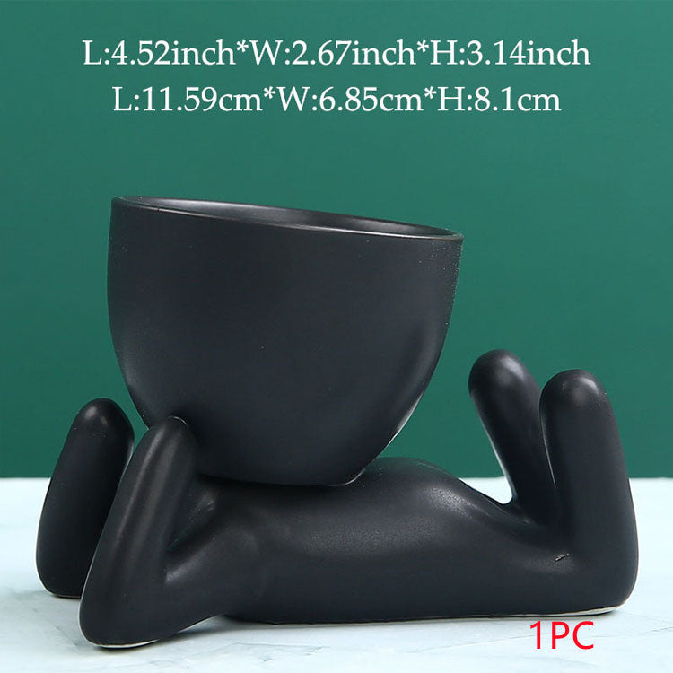 Home Ceramics Little People Succulent Vase – Creative Desktop Art Decoration