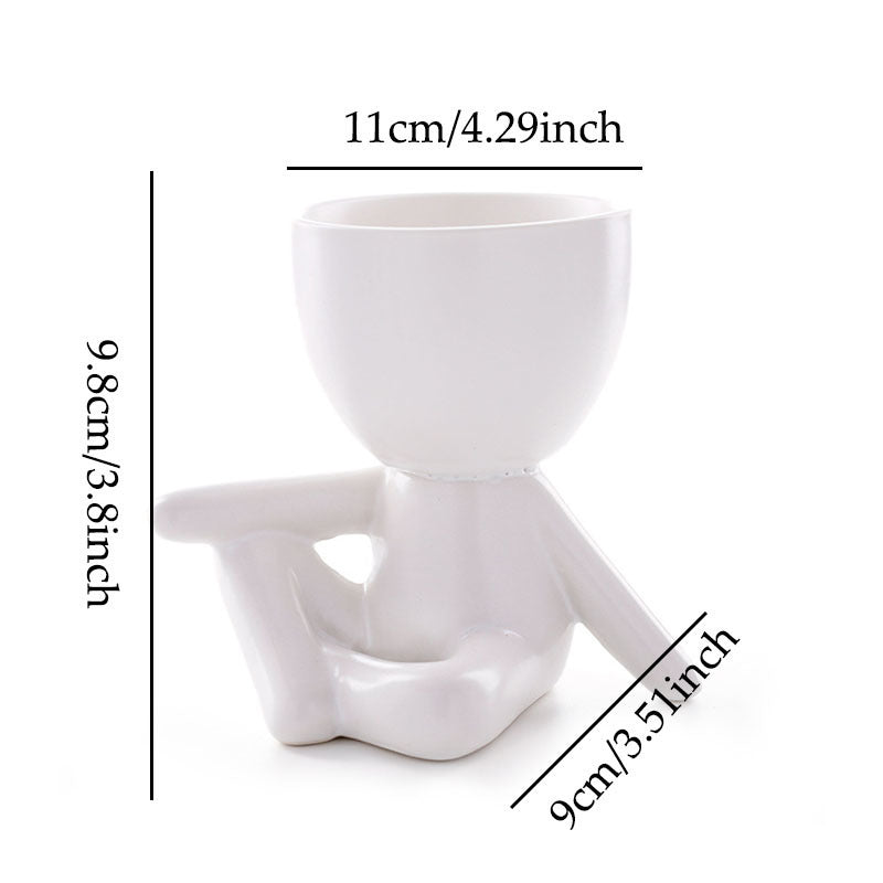 Home Ceramics Little People Succulent Vase – Creative Desktop Art Decoration
