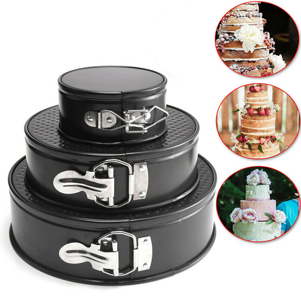 3-Piece Non-Stick Springform Cake Pan Set – Perfect Layered Cakes Every Time