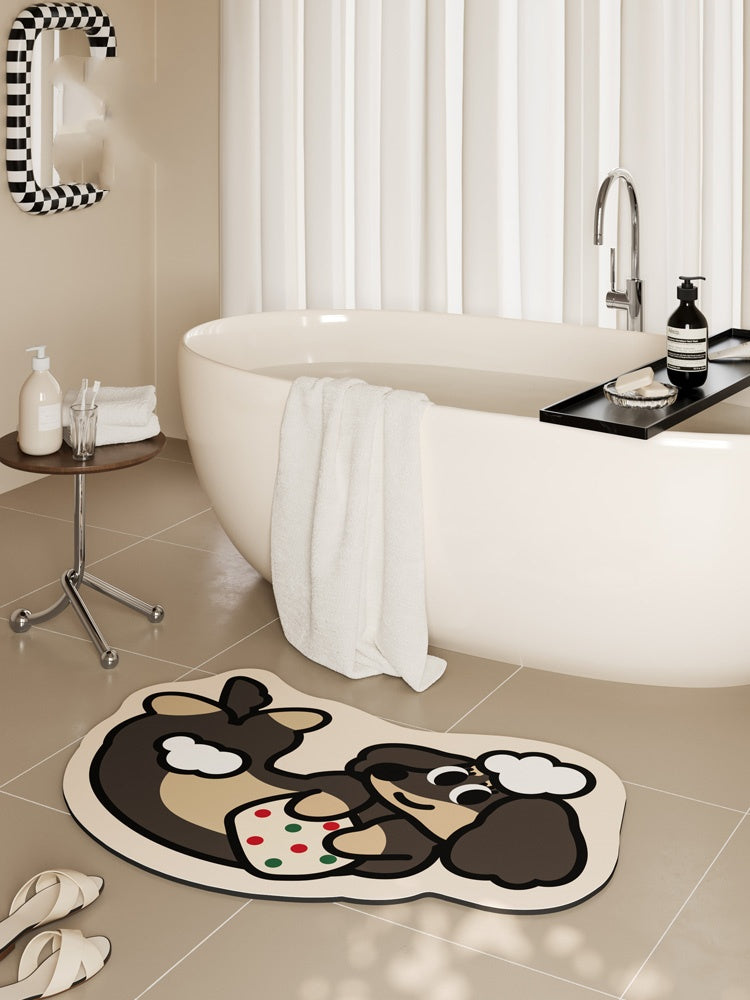 Retro Home Bathroom Bathroom Water Absorbing And Non Slip Floor Mats