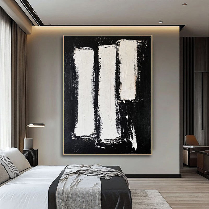 Abstract Texture Decorative Painting Of Black And White Hand-Painted Oil Painting Canvas Wall Art For Home Living Room Decor Rolled Frameless Unstretched Painting