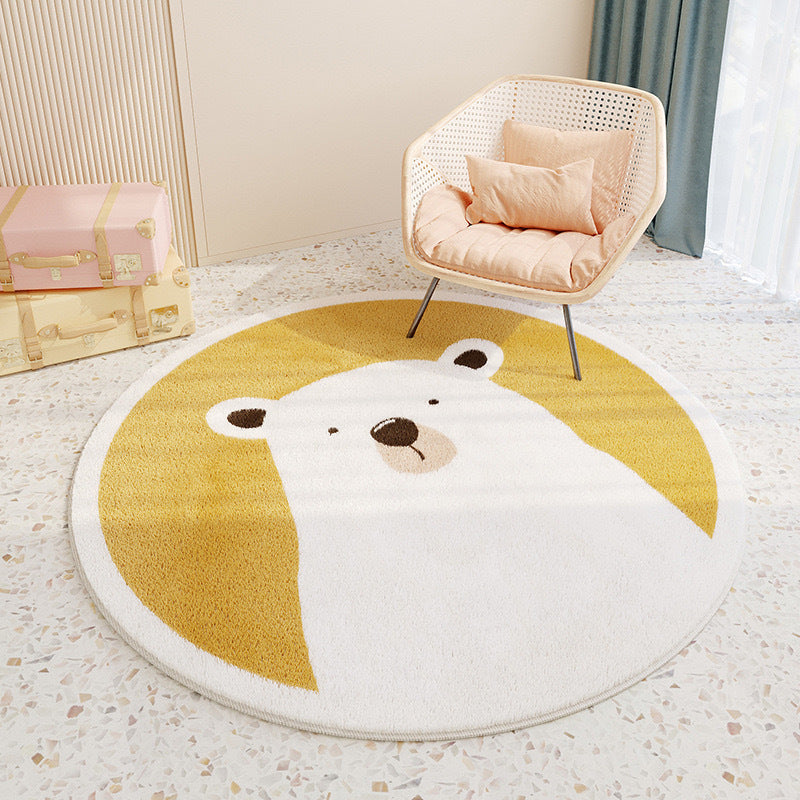 Cashmere-like Round Floor Mat Bedroom Cute Round Absorbent Non-slip Living Room
