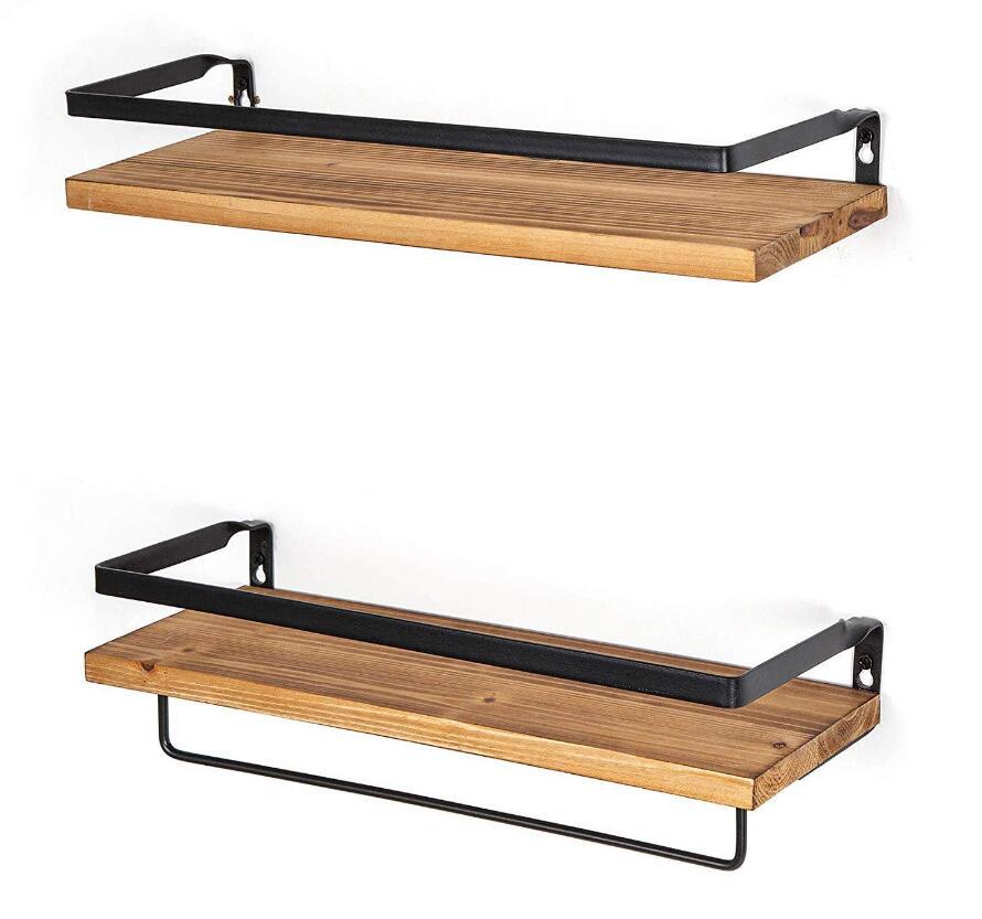 Bathroom Wall-mounted Floating Shelf With Towel Bar