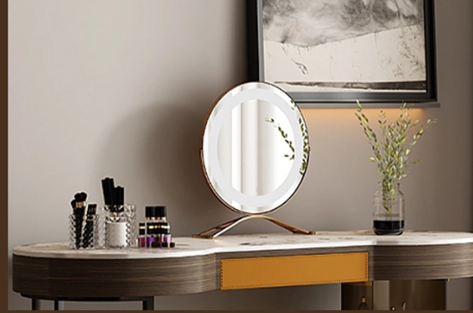 Round Black Dressing Table Makeup Mirror