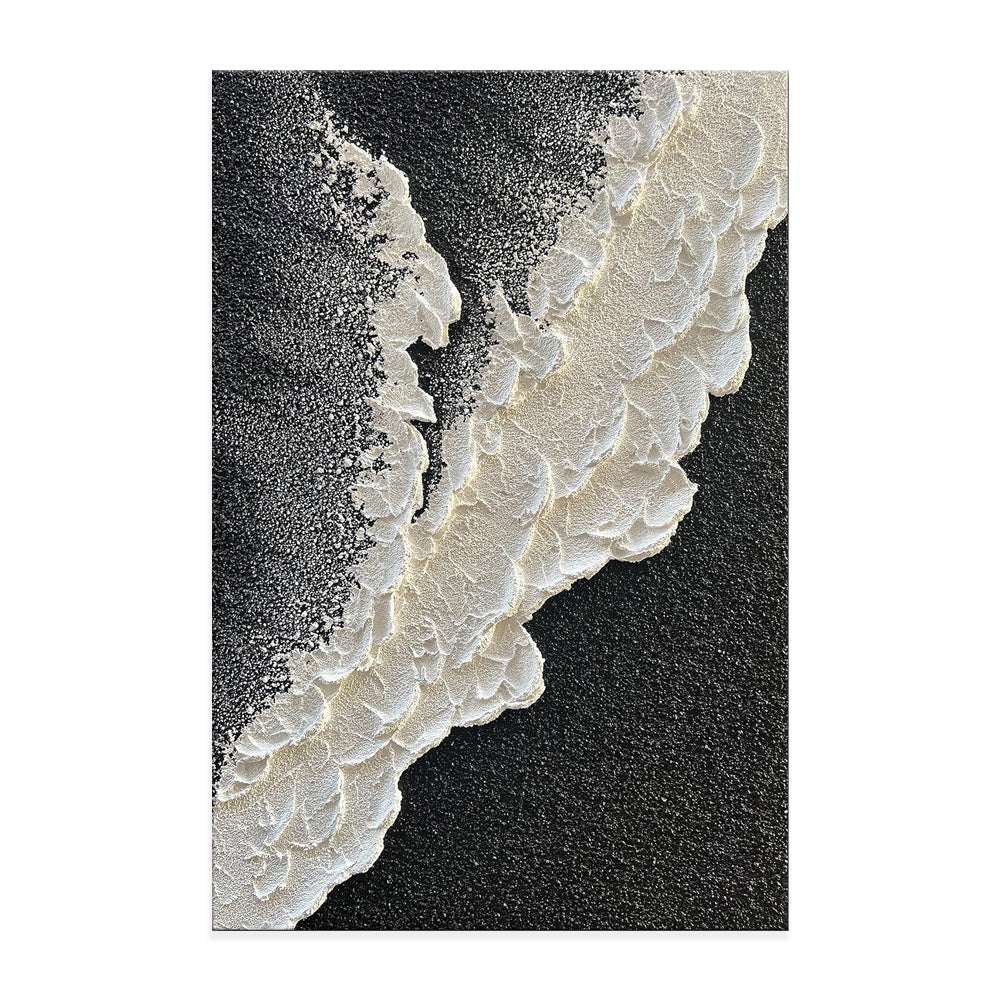 3D Texture Sea Wave Scenery Abstract Landscape Design Oil Painting Black And White Wall Art Picture Hand-Painted Canvas Hot Selling For Living Room Decor