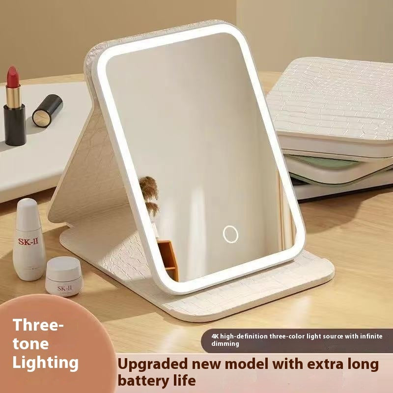 Led Make-up Mirror Folding Dressing Table With Light Portable
