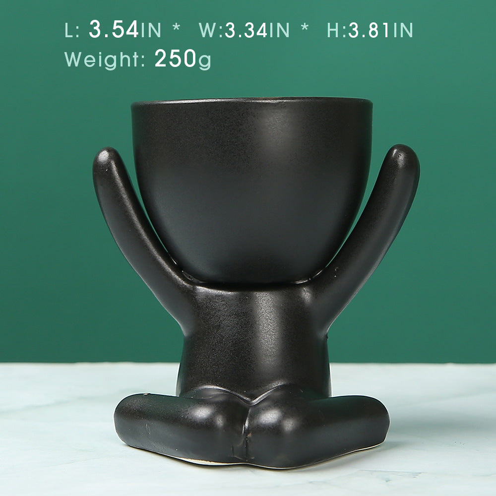 Home Ceramics Little People Succulent Vase – Creative Desktop Art Decoration