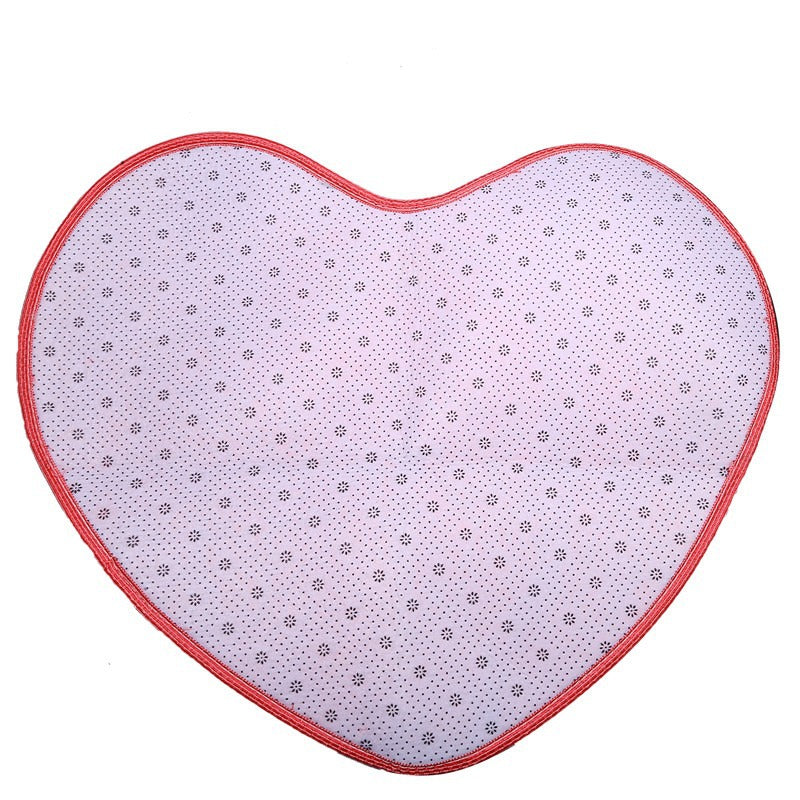 Heart-shaped Silk Wool Bedroom Love Floor Mat Bedside Lint-free Cute Heart Shape Carpet