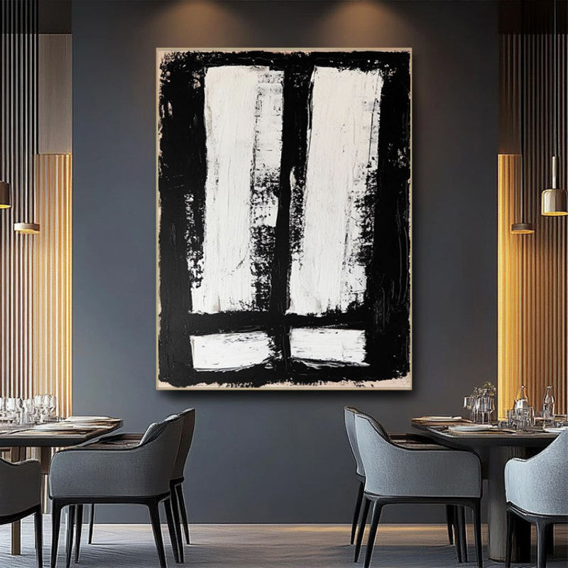 Abstract Texture Decorative Painting Of Black And White Hand-Painted Oil Painting Canvas Wall Art For Home Living Room Decor Rolled Frameless Unstretched Painting