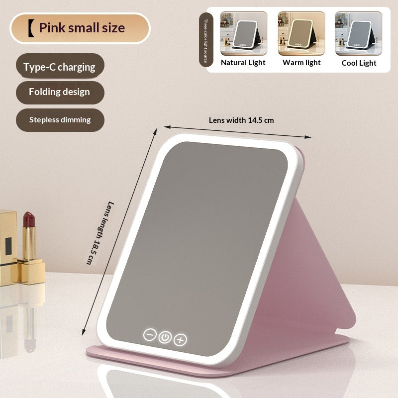 Led Make-up Mirror Folding Dressing Table With Light Portable