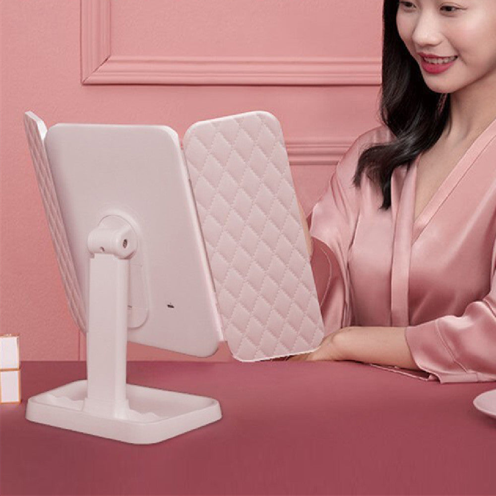 LED Folding Light Compensation Dressing Mirror With Lamp Table