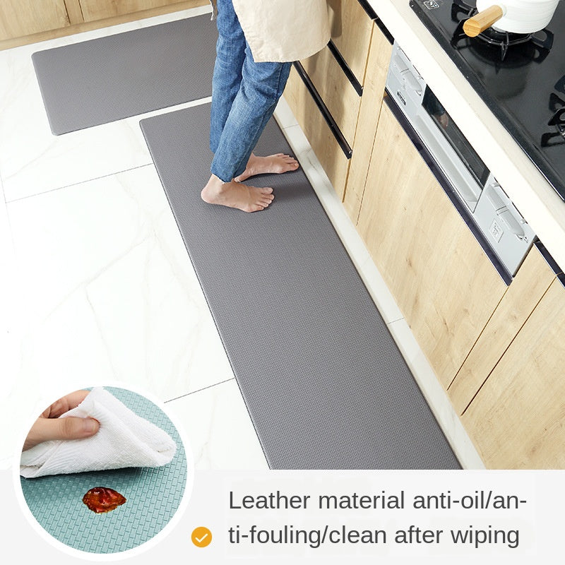 PU Leather Kitchen Floor Mats Simple Modern Oil-proof Long Strip Kitchen Mats Home Waterproof Non-slip Easy To Clean Kitchen Rug
