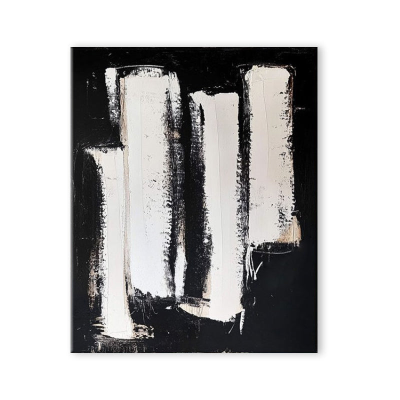 Abstract Texture Decorative Painting Of Black And White Hand-Painted Oil Painting Canvas Wall Art For Home Living Room Decor Rolled Frameless Unstretched Painting