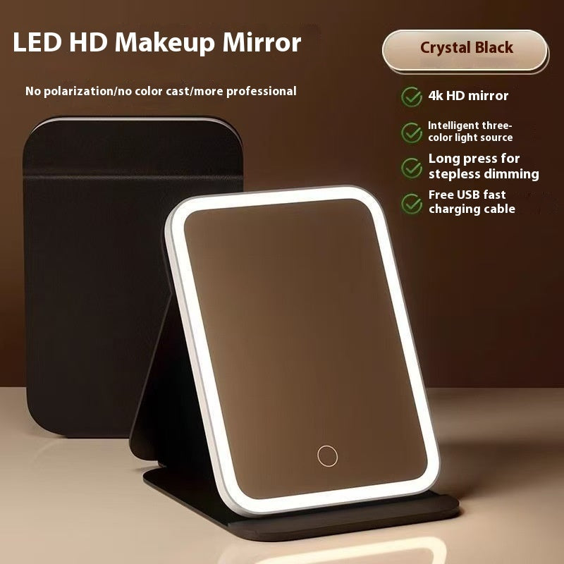Led Make-up Mirror Folding Dressing Table With Light Portable