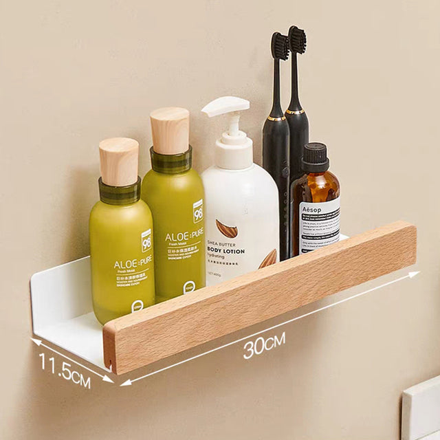 Solid Wood Bathroom Bathroom Non-perforated Shelves