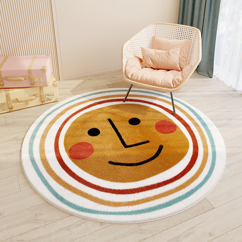 Cashmere-like Round Floor Mat Bedroom Cute Round Absorbent Non-slip Living Room
