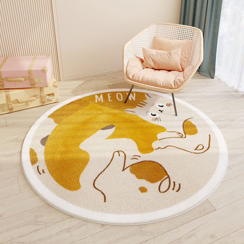 Cashmere-like Round Floor Mat Bedroom Cute Round Absorbent Non-slip Living Room