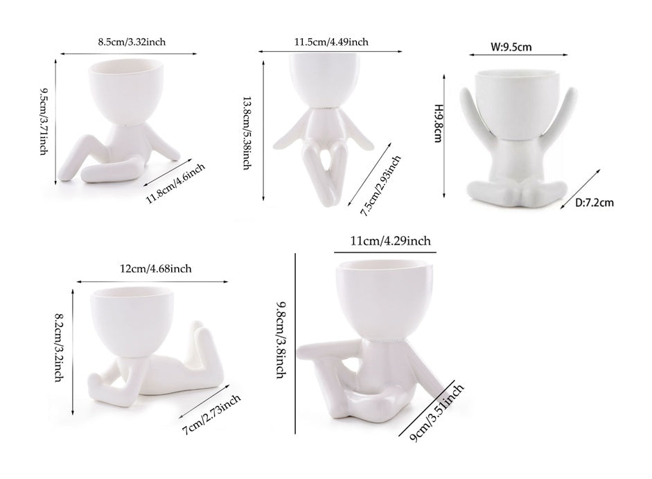 Home Ceramics Little People Succulent Vase – Creative Desktop Art Decoration